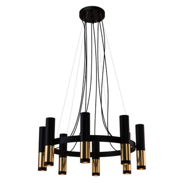 Żyrandol Antigo 8372 Kavos 8 Czarny Mosiądz Polerowany