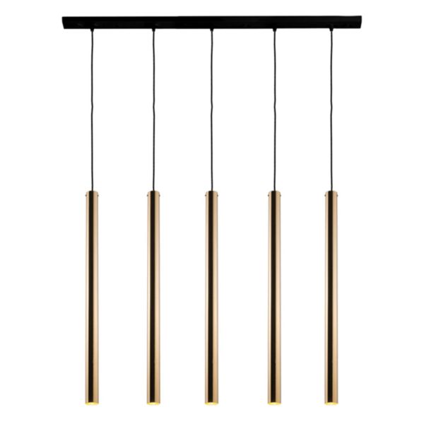 Lampa wisząca Antigo 8887 Akadi 5 Czarny Mosiądz Polerowany