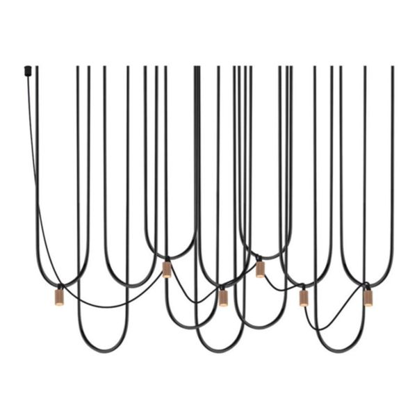 Lampa wisząca Antigo 9783 Udin Czarny Klosz Platyna Mat