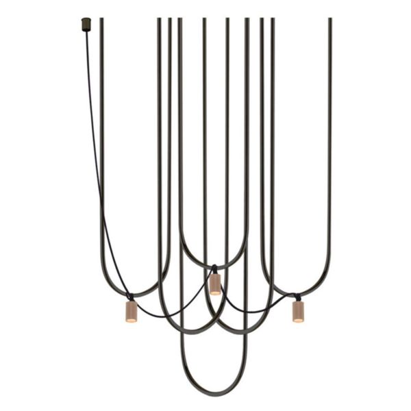 Lampa wisząca Antigo 9784 Udin Czarny Klosz Platyna Mat