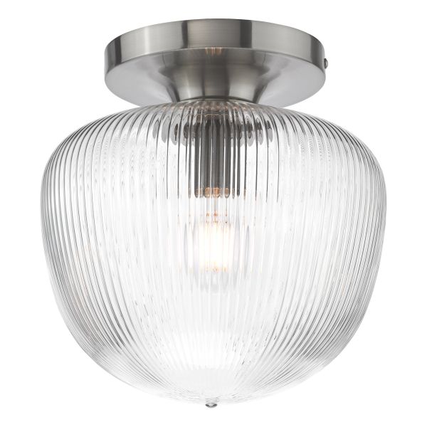 Люстра Dar Lighting ABR5208 Abrielle Flush Brushed Nickel and Ribbed Glass
