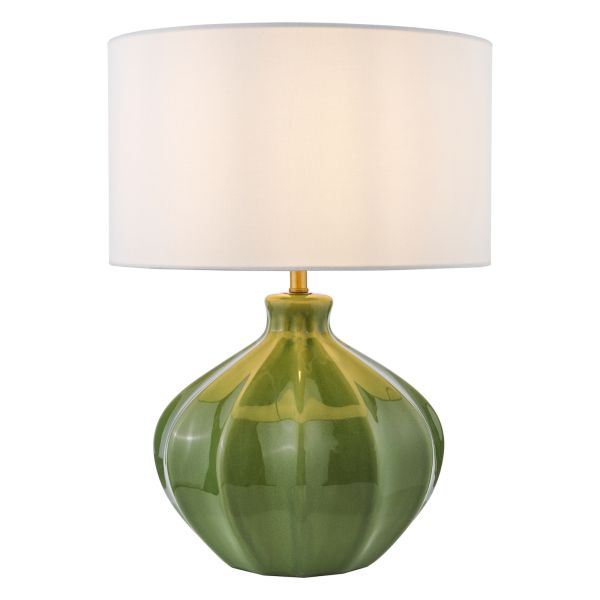 Настільна лампа Dar Lighting AMR4224-PYR142 Amrita Ceramic Table Lamp Green and Antique Brass With Shade