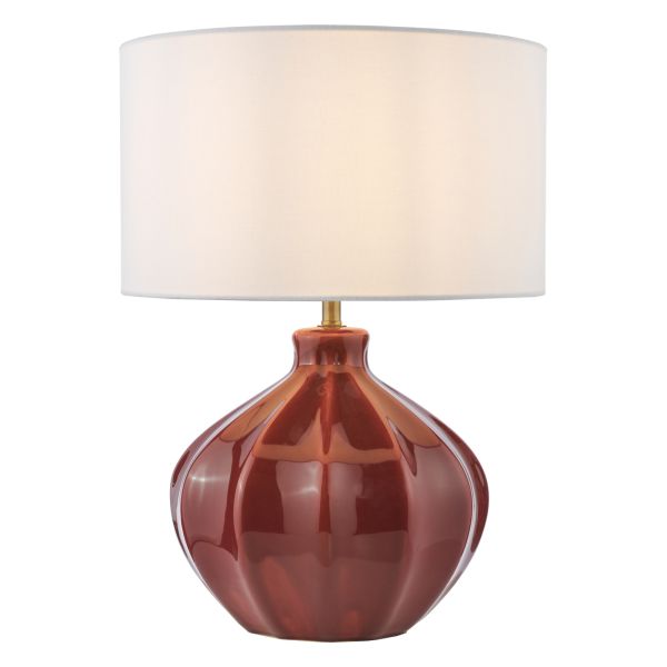 Настільна лампа Dar Lighting AMR4225-PYR142 Amrita Ceramic Table Lamp Red and Antique Brass With Shade