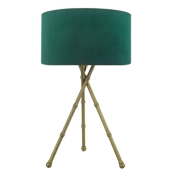 Lampa stołowa Dar Lighting BAM4275 + AKA6524 Akavia Bamboo Tripod Table Lamp Antique Brass