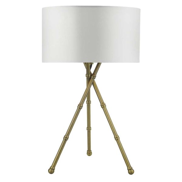 Lampa stołowa Dar Lighting BAM4275 + HIL1315 Hilda Bamboo Tripod Table Lamp Antique Brass