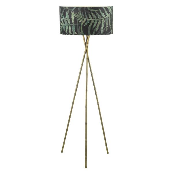 Торшер Dar Lighting BAM4975 + BAM8655 Bamboo Tripod Floor Lamp Antique Brass