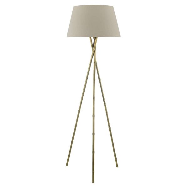 Торшер Dar Lighting BAM4975 + CEZ1829 Cezanne Bamboo Tripod Floor Lamp Antique Brass