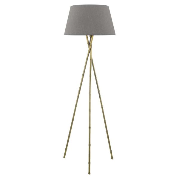 Lampa podłogowa Dar Lighting BAM4975 + CEZ1839 Cezanne Bamboo Tripod Floor Lamp Antique Brass