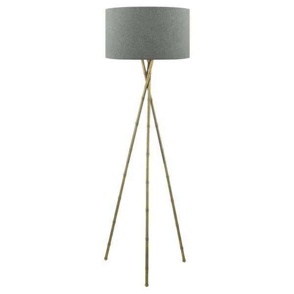 Lampa podłogowa Dar Lighting BAM4975 + PYR1839 Pyramid Bamboo Tripod Floor Lamp Antique Brass