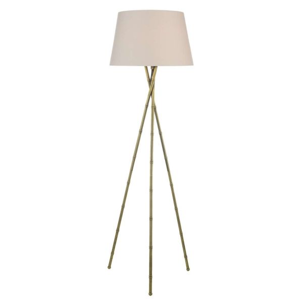 Торшер Dar Lighting BAM4975 + S1099 Bamboo Tripod Floor Lamp Antique Brass