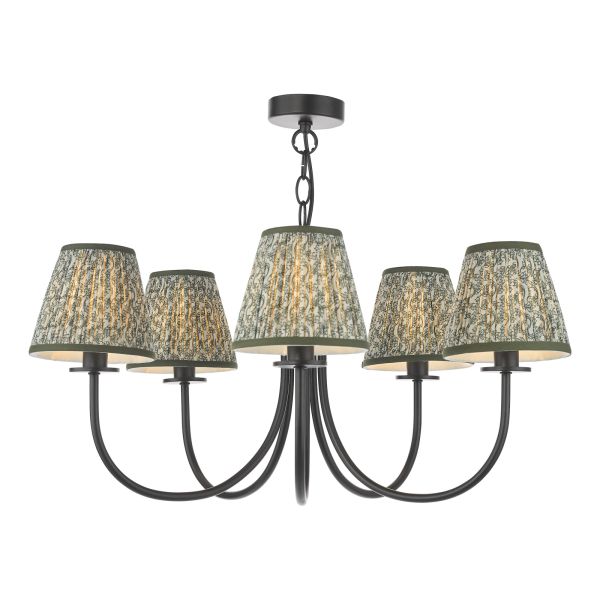 Люстра Dar Lighting BEC0522-EST2624 Becca 5 Light Pendant Matt Black With Shade