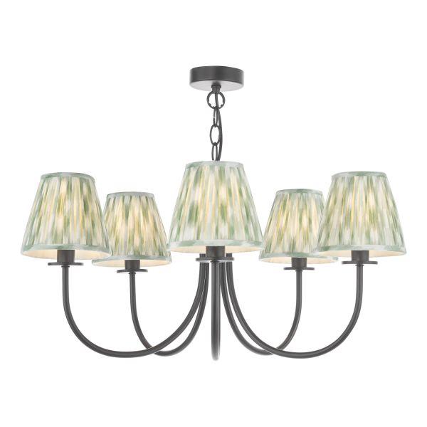 Люстра Dar Lighting BEC0522-IKA2624 Becca 5 Light Pendant Matt Black With Shade