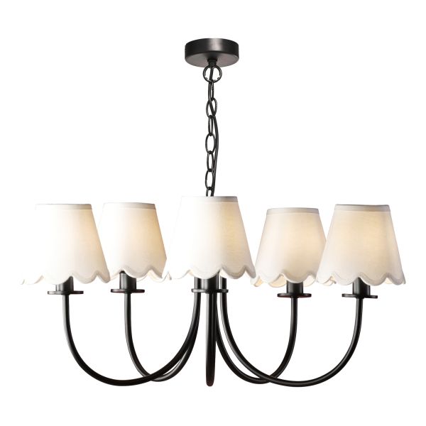 Люстра Dar Lighting BEC0522-NER262 Becca 5 Light Pendant Matt Black With Shade