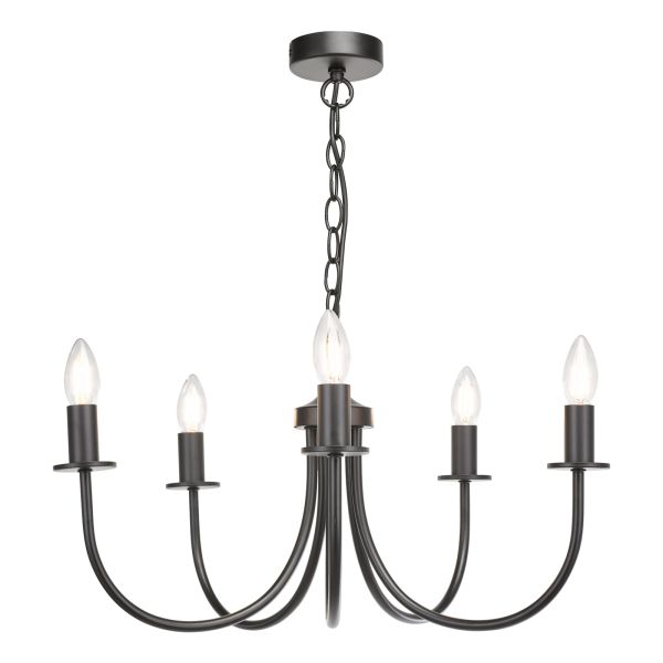 Żyrandol Dar Lighting BEC0522 Becca 5 Light Pendant Matt Black Fitting Only