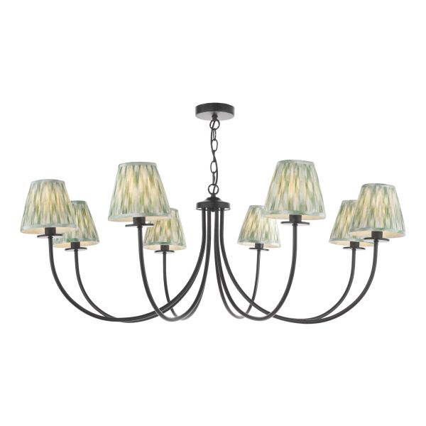 Люстра Dar Lighting BEC0822-IKA2624 Becca 8 Light Pendant Matt Black With Shade