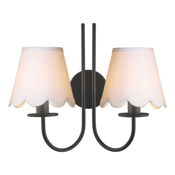 Бра Dar Lighting BEC0922-NER262 Becca 2 Light Wall Light Matt Black With Shade