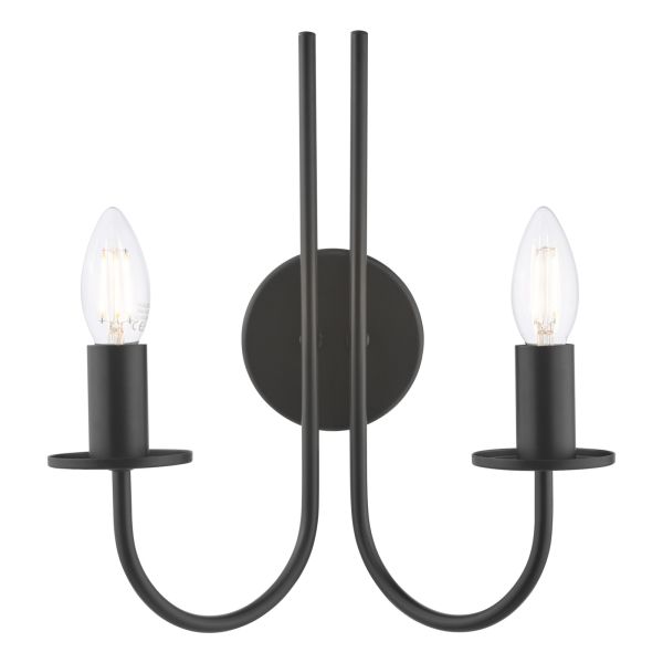 Kinkiet Dar Lighting BEC0922 Becca 2 Light Wall Light Matt Black Bracket Only