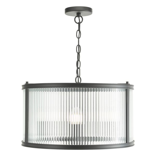 Люстра Dar Lighting BIA0322 Bianka 3 Light Pendant Matt Black and Ribbed Glass