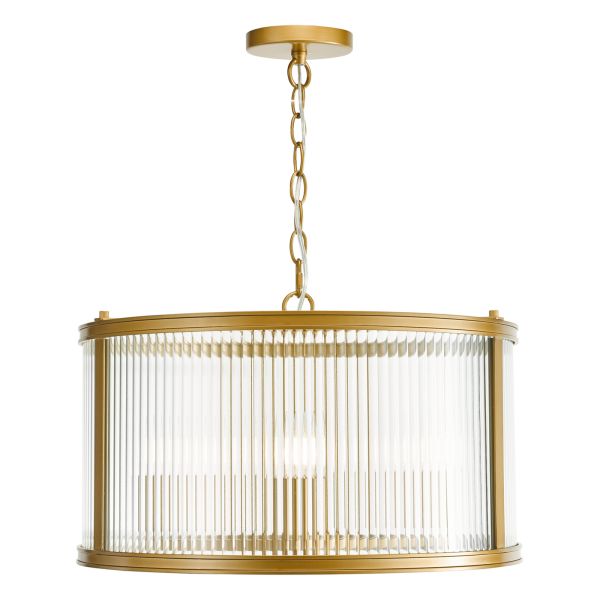 Люстра Dar Lighting BIA0363 Bianka 3 Light Pendant Satin Bronze and Ribbed Glass