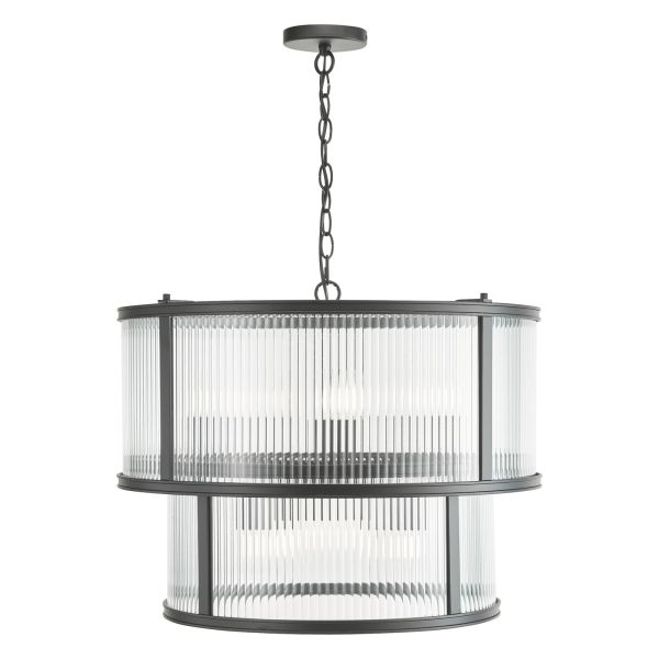 Люстра Dar Lighting BIA0622 Bianka 6 Light Pendant Matt Black and Ribbed Glass