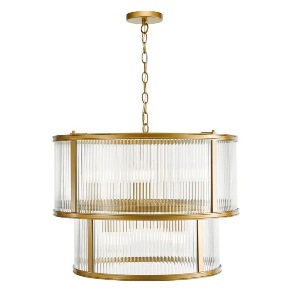 Люстра Dar Lighting BIA0663 Bianka 6 Light Pendant Satin Bronze and Ribbed Glass