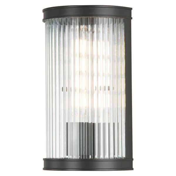 Kinkiet Dar Lighting BIA0722 Bianka Wall Light Matt Black and Ribbed Glass