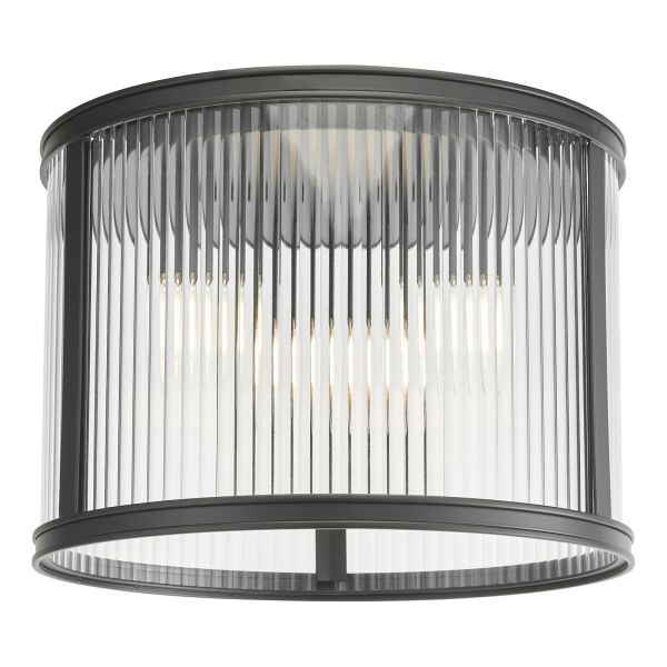 Люстра Dar Lighting BIA5322 Bianka 3 Light Flush Matt Black and Ribbed Glass