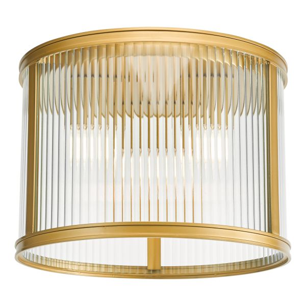Люстра Dar Lighting BIA5363 Bianka 3 Light Flush Satin Bronze and Ribbed Glass