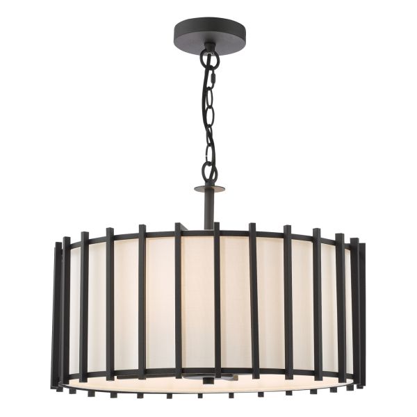 Люстра Dar Lighting CAG0422 Cagliari 4 Light Armed Pendant Matt Black and Ivory