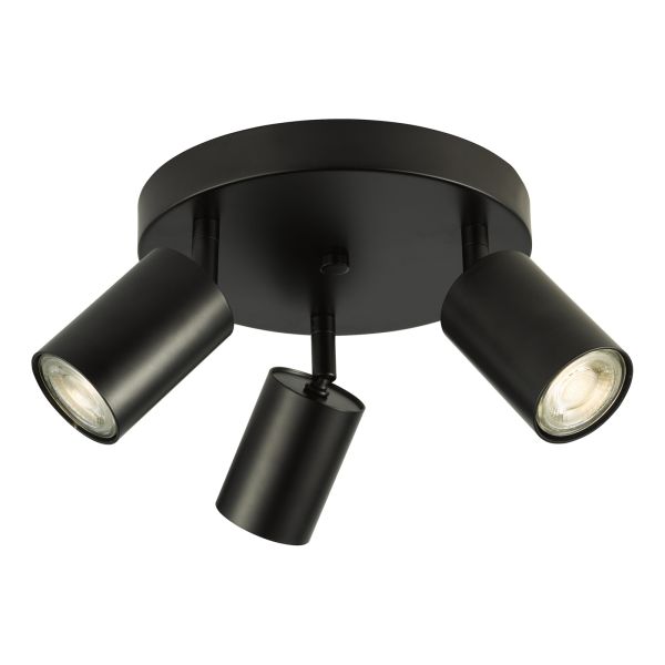 Спот Dar Lighting CAW7622 Cawley 3 Light Plate Spotlight Matt Black