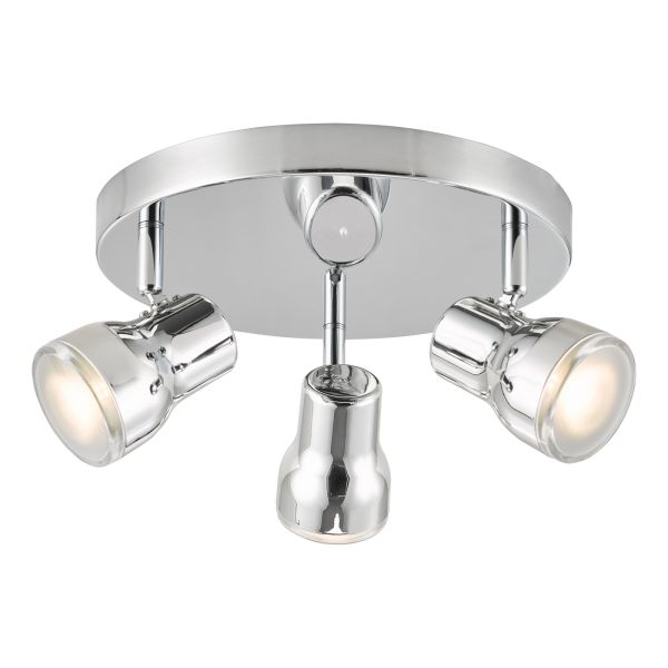 Спот Dar Lighting CLI7650 Clint 3 Light Bathroom Plate Spotlight Polished Chrome IP44