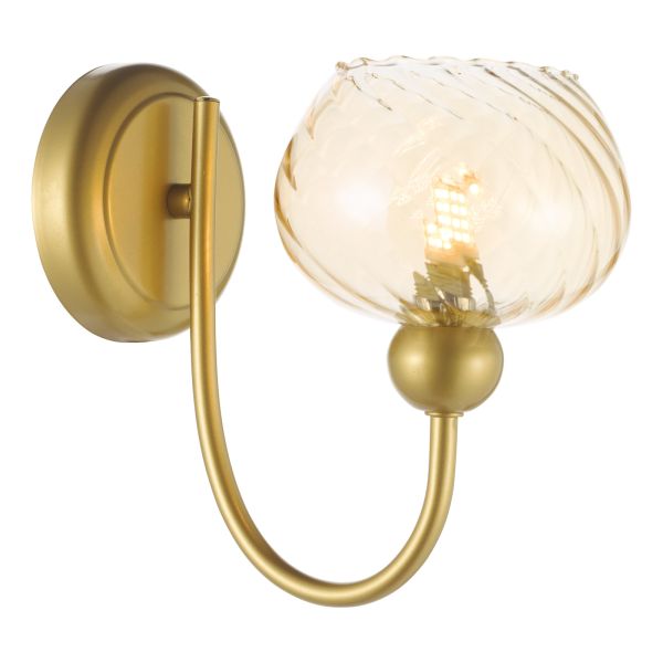 Бра Dar Lighting COG0735 Cognac Wall Light Satin Gold and Champagne Ribbed Glass