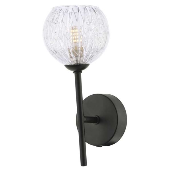 Бра Dar Lighting COH0722-F + GL9 Cohen 1 Light Wall Light Matt Black