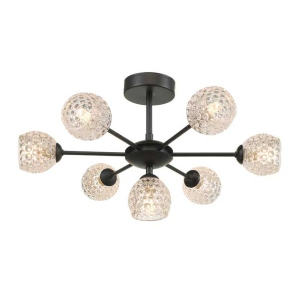 Люстра Dar Lighting COH3422-F + GL6 x 7 Cohen 7 Light Pendant Matt Black