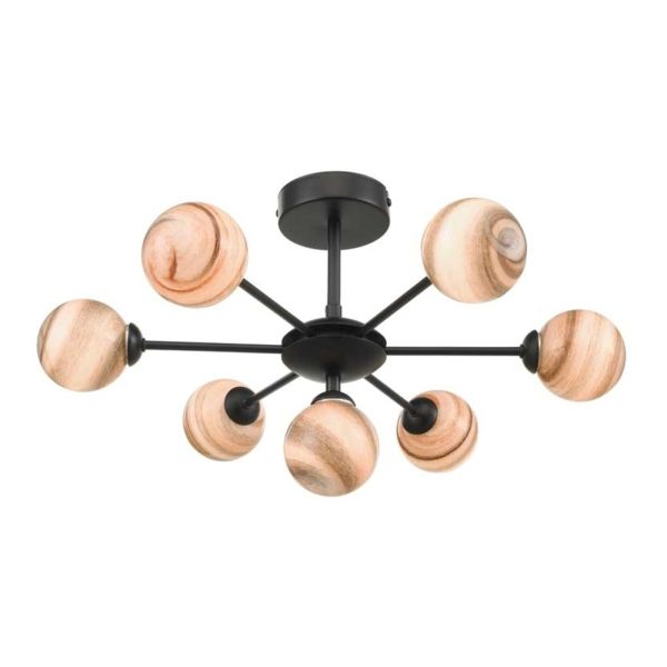 Люстра Dar Lighting COH3422-F + GL7 x 7 Cohen 7 Light Pendant Matt Black