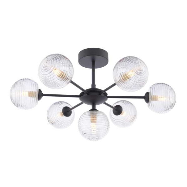 Żyrandol Dar Lighting COH3422-F + GL8 x 7 Cohen 7 Light Pendant Matt Black