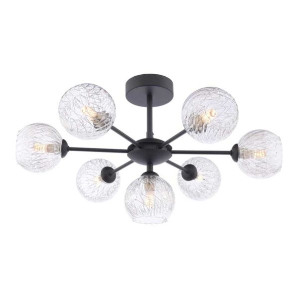 Żyrandol Dar Lighting COH3422-F + GL9 x 7 Cohen 7 Light Pendant Matt Black