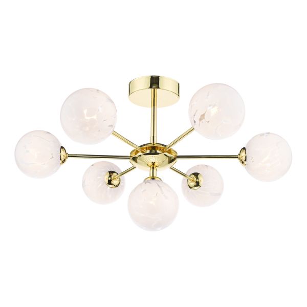 Люстра Dar Lighting COH3435-17 Cohen 7 Light Semi Flush Polished Gold With White Confetti Glass