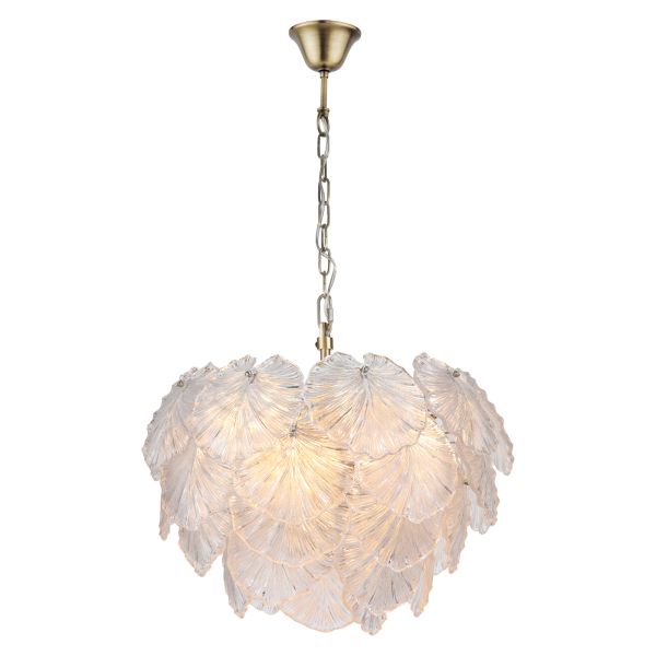 Люстра Dar Lighting COU2375 Courtney 10 Light Pendant Textured Glass and Antique Brass