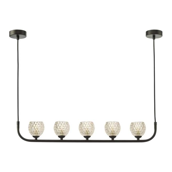 Lampa wisząca Dar Lighting CRA0522-F + GL6 x 5 Cradle 5 Light Bar Pendant Matt Black