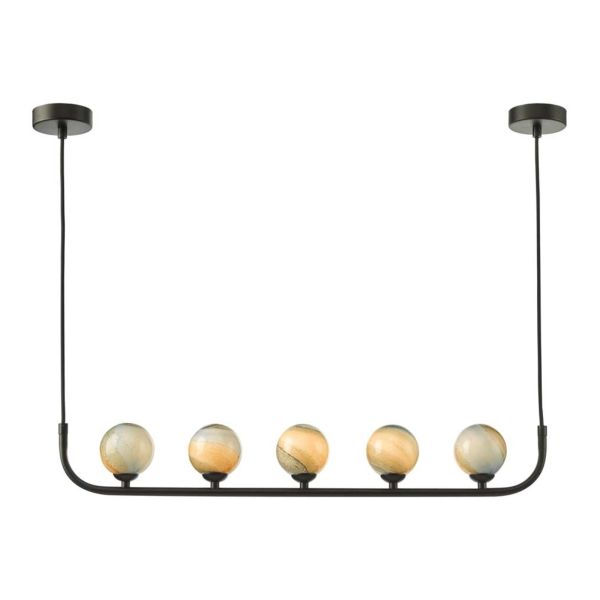 Підвісний світильник Dar Lighting CRA0522-F + GL7 x 5 Cradle 5 Light Bar Pendant Matt Black