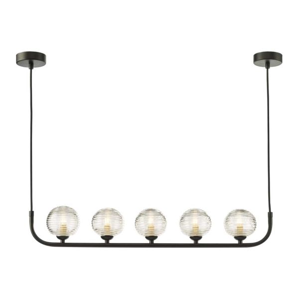 Підвісний світильник Dar Lighting CRA0522-F + GL8 x 5 Cradle 5 Light Bar Pendant Matt Black