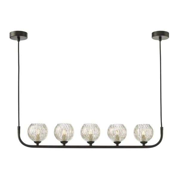 Lampa wisząca Dar Lighting CRA0522-F + GL9 x 5 Cradle 5 Light Bar Pendant Matt Black