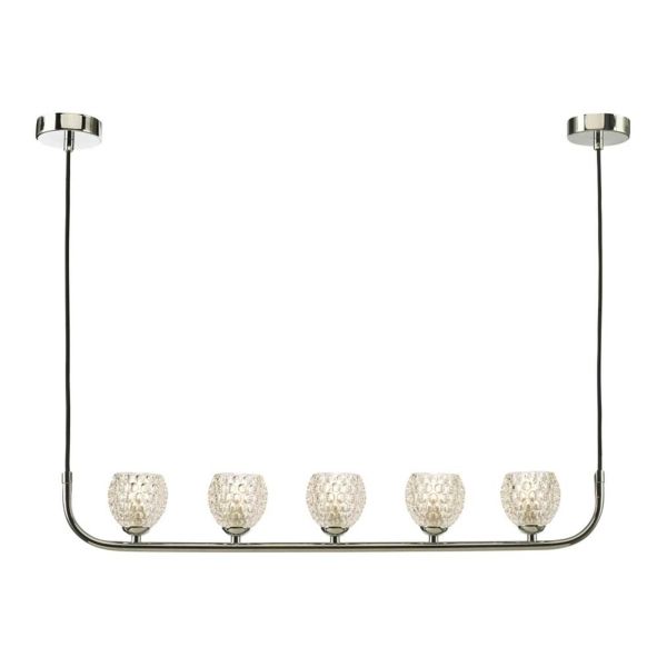 Lampa wisząca Dar Lighting CRA0550-F + GL6 x 5 Cradle 5 Light Bar Pendant Polished Chrome