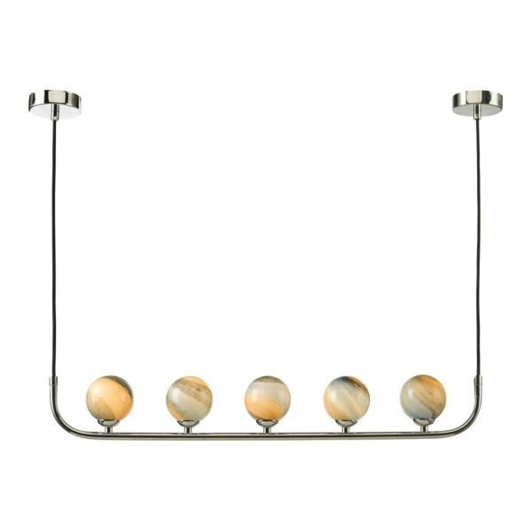 Підвісний світильник Dar Lighting CRA0550-F + GL7 x 5 Cradle 5 Light Bar Pendant Polished Chrome