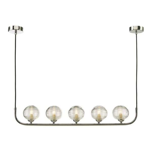 Lampa wisząca Dar Lighting CRA0550-F + GL8 x 5 Cradle 5 Light Bar Pendant Polished Chrome