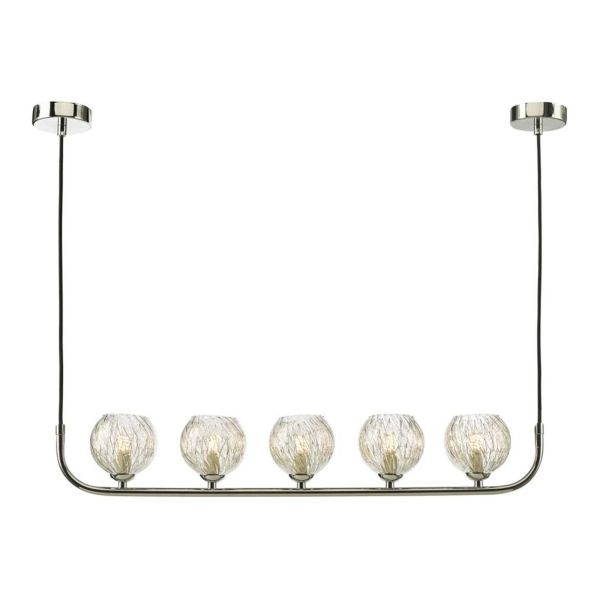 Lampa wisząca Dar Lighting CRA0550-F + GL9 x 5 Cradle 5 Light Bar Pendant Polished Chrome