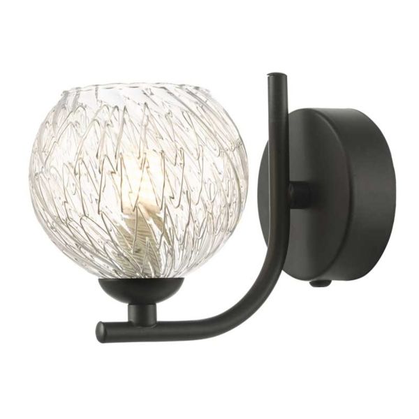 Kinkiet Dar Lighting CRA0722-F + GL9 Cradle 1 Light Wall Light Matt Black