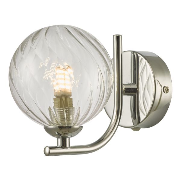 Бра Dar Lighting CRA0750-03 Cradle 1 Light Wall Light Polished Chrome With Twisted Glass
