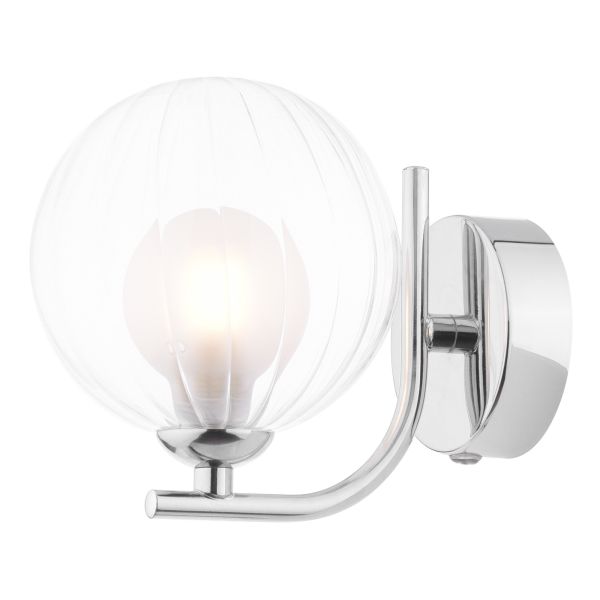 Бра Dar Lighting CRA0750-20 Cradle 1 Light Wall Light Polished Chrome With Clear/Opal Glass